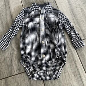 OshKosh B'gosh Navy and White Checkered Button Down Shirt